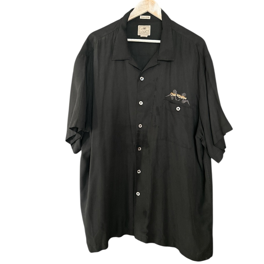 Luau Vintage Shirt Mens Black Club Mojito Hawaiian Button Up Finest Silk 2XL